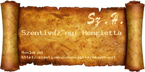 Szentiványi Henrietta névjegykártya